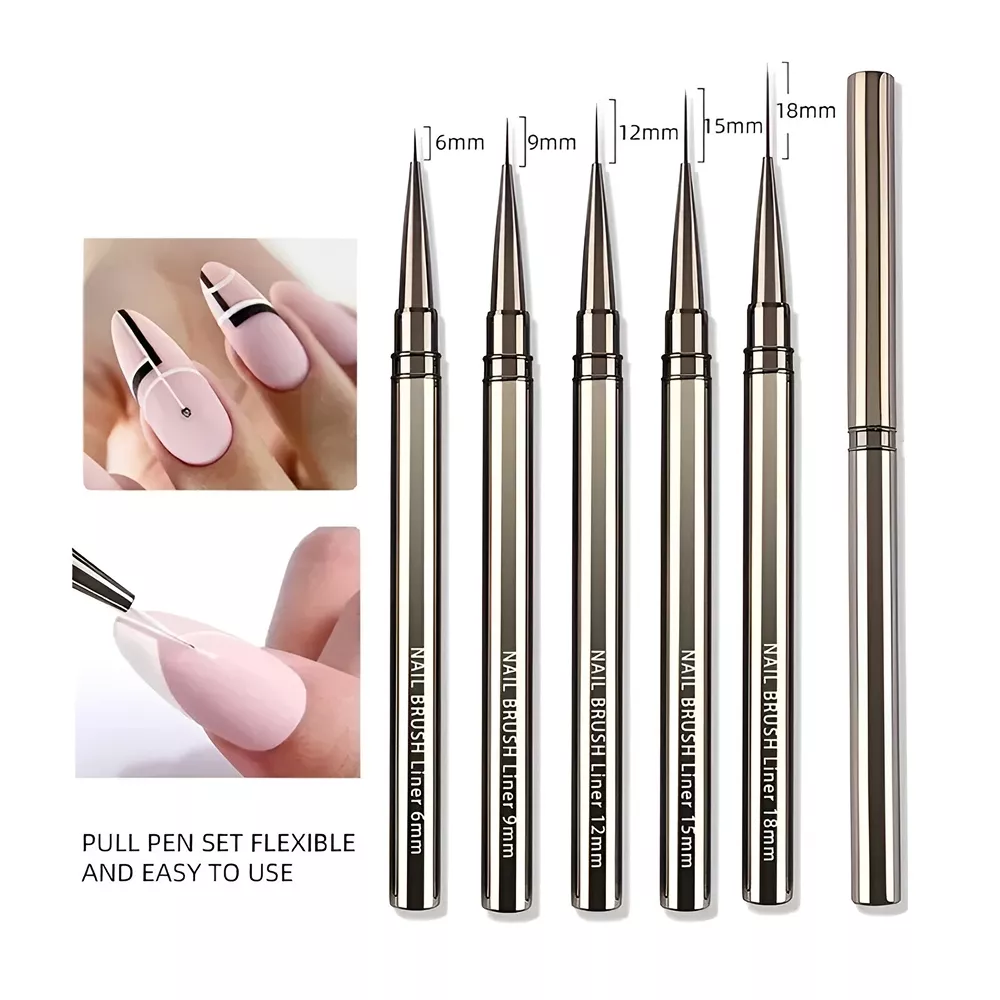Nails Art Liner Brushes Elongated Lines Striping Drawing Painting 6/9/12/15/18/25mm Nail Design Pen Professional Manicure Tool - Image 5