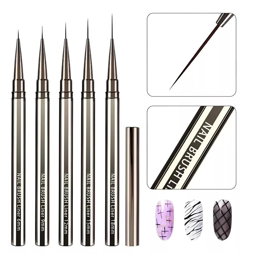 Nails Art Liner Brushes Elongated Lines Striping Drawing Painting 6/9/12/15/18/25mm Nail Design Pen Professional Manicure Tool - Image 2