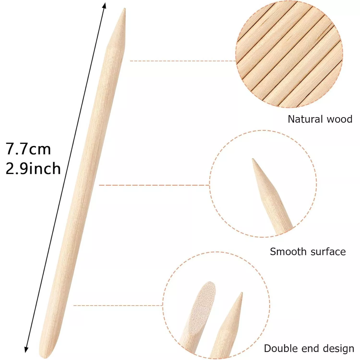 Professional Wooden Cuticle Pusher & Nail Art Sticks – Manicure & Pedicure Tool - Image 6