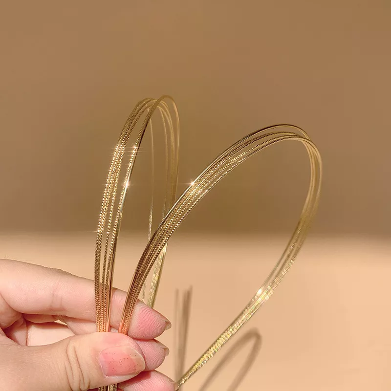 Thin Gold Color Multilayer Alloy Headband - Image 4