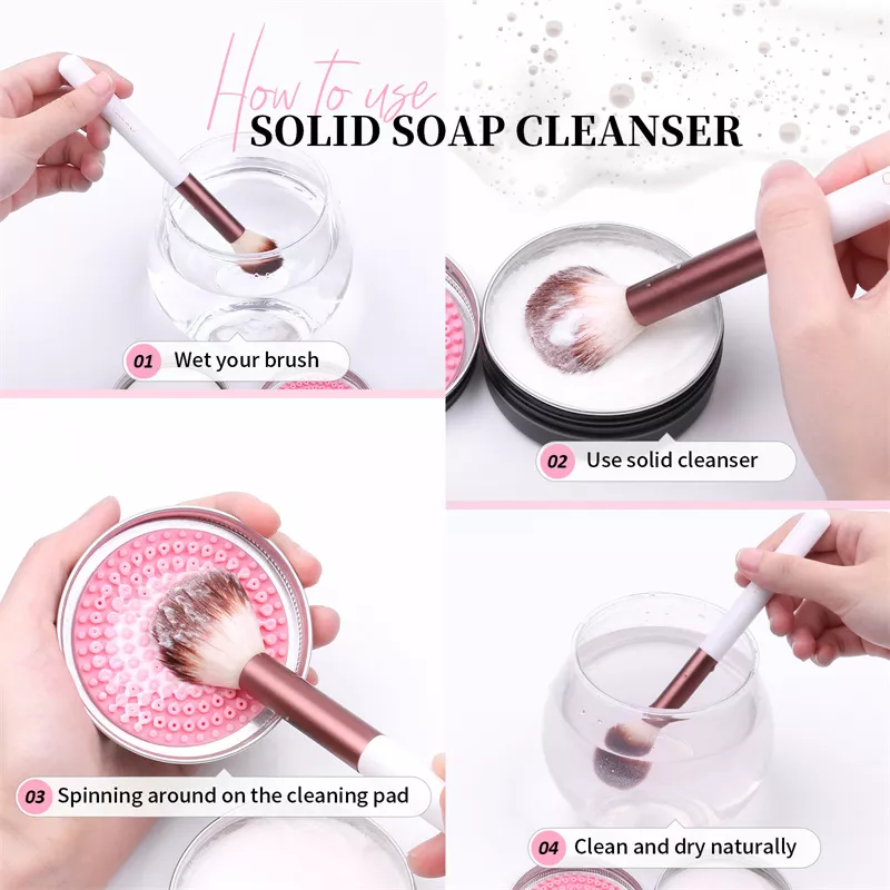 Makeup Brush Cleaner Soap with Silicone Pad & Travel Box - Image 4