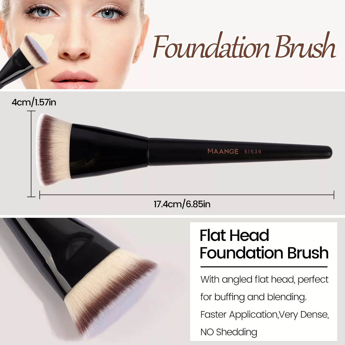 3PCS Professional Makeup Brush Set for Foundation, Concealer & Blush - Image 3