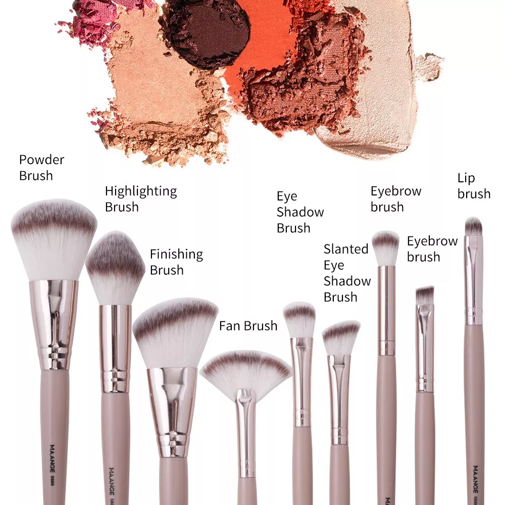 9PCS Professional Makeup Brush Set for Foundation, Eyeshadow & Highlighter - Image 4