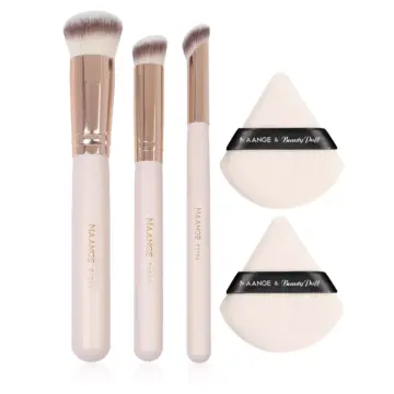 3Pcs Makeup Brushes & 2Pcs Triangle Powder Puff Set for Flawless Makeup