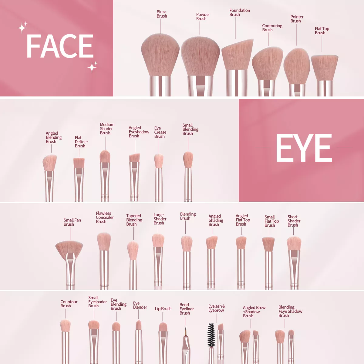 49PCS Professional Makeup Brush Set with Sponge Removal Puff & Cleaning Bowl - Image 3