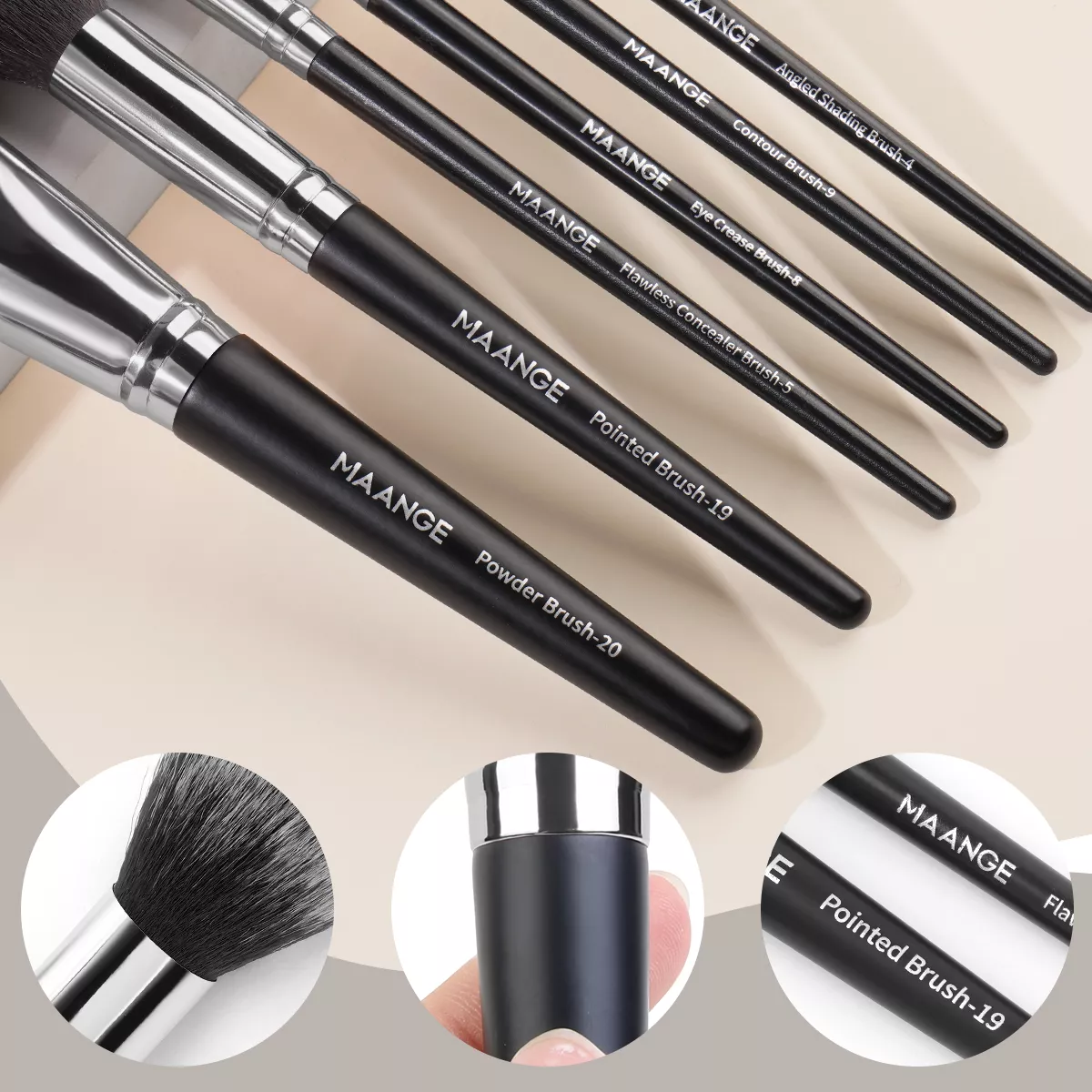 30PCS Makeup Brush & Powder Puff Set with Cleaning Mat for Travel - Image 5