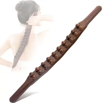 Wooden Massage Stick with Double Rows of 20 Beads