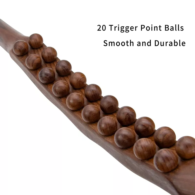 Wooden Massage Stick with Double Rows of 20 Beads - Image 3