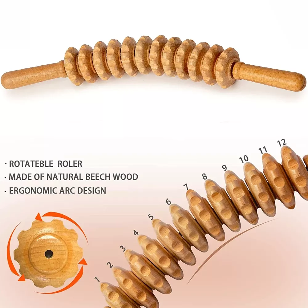Wooden Therapy Massage Roller for Cellulite, Muscle Relaxation, and Body Shaping - Image 3