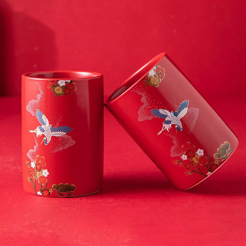 Elegant Crane Painted Ceramic Bathroom Accessories Set - Image 4