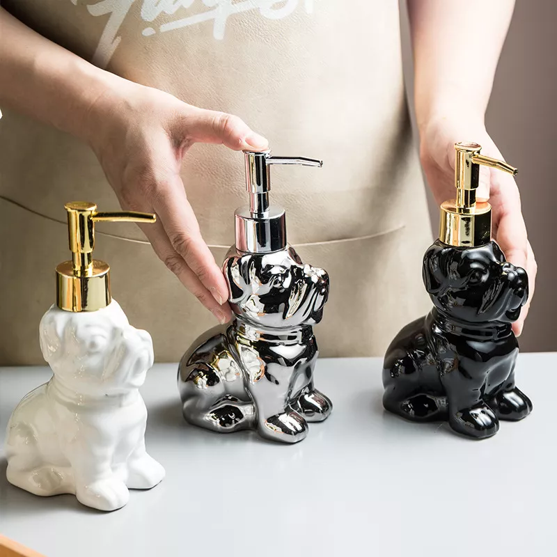 Creative Dog-Shaped Ceramic Soap Dispenser - Luxury Bathroom Accessory - Image 3