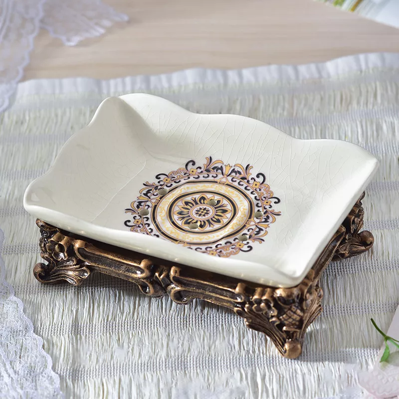 Vintage Ceramic Soap Dish with Resin Base - Image 3