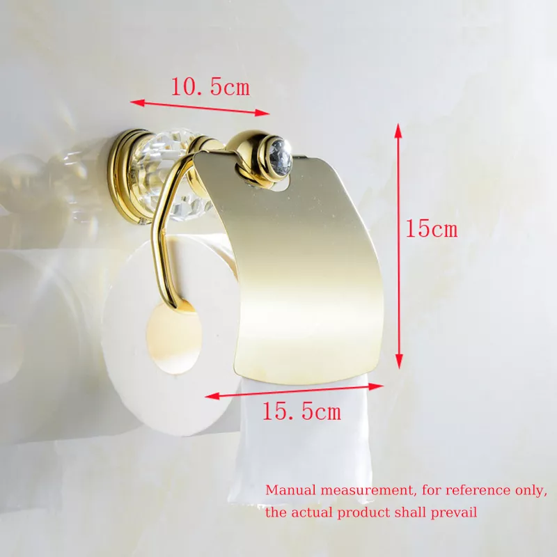 Luxury Gold Brass Paper Roll Holder with Crystal Decoration - Image 6