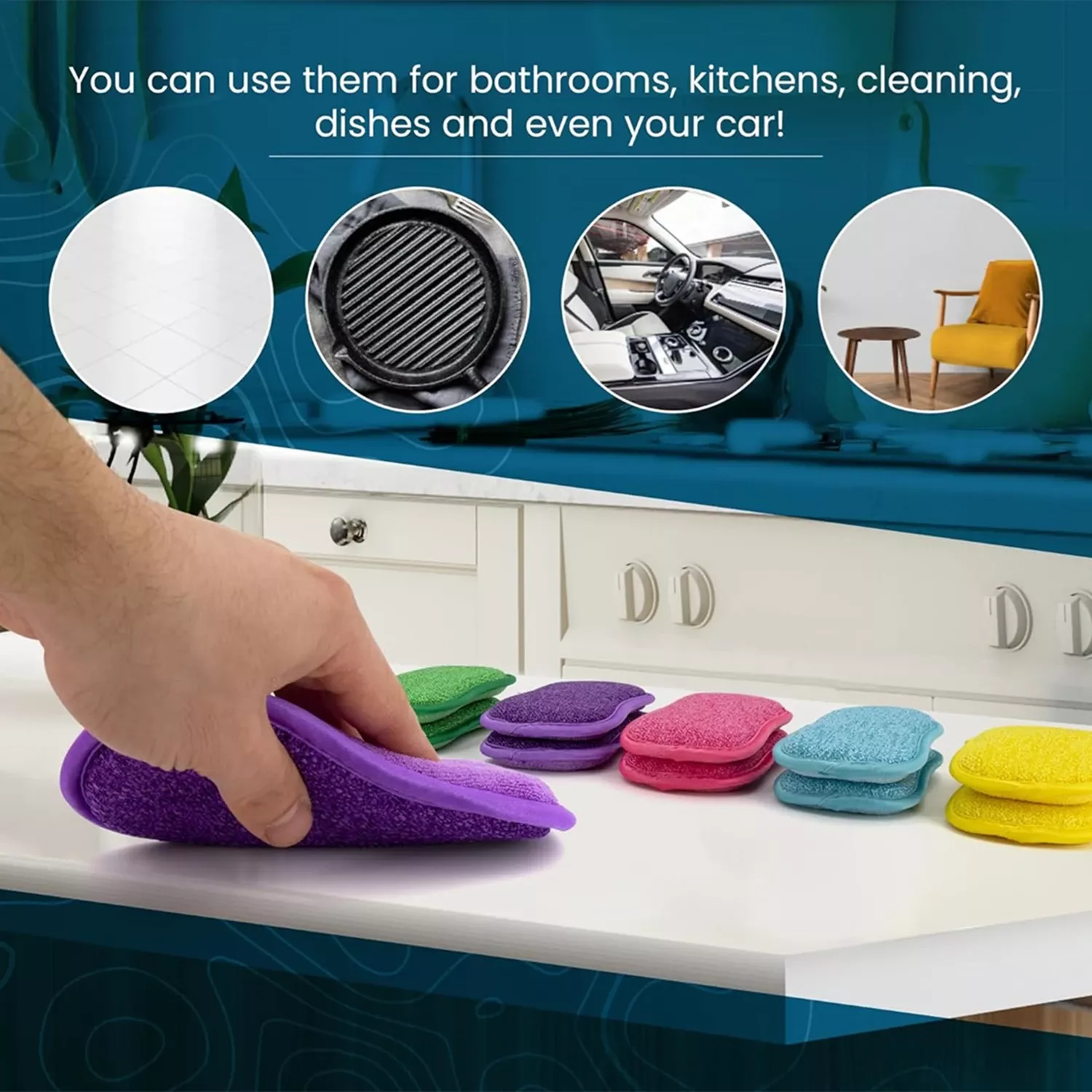 Non-Scratch Scrub Sponges for Dishes & Kitchen Cleaning - Image 3