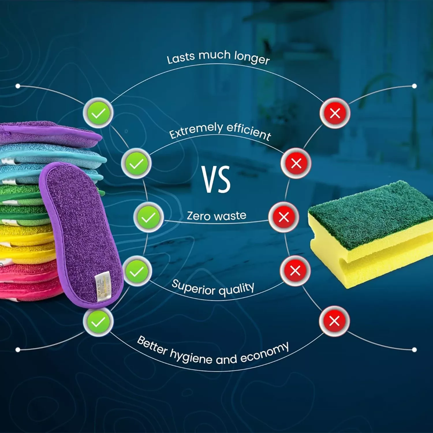 Non-Scratch Scrub Sponges for Dishes & Kitchen Cleaning - Image 5
