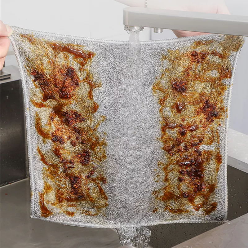 Bamboo Charcoal Microfiber Dishcloth Kitchen Towels - Image 4