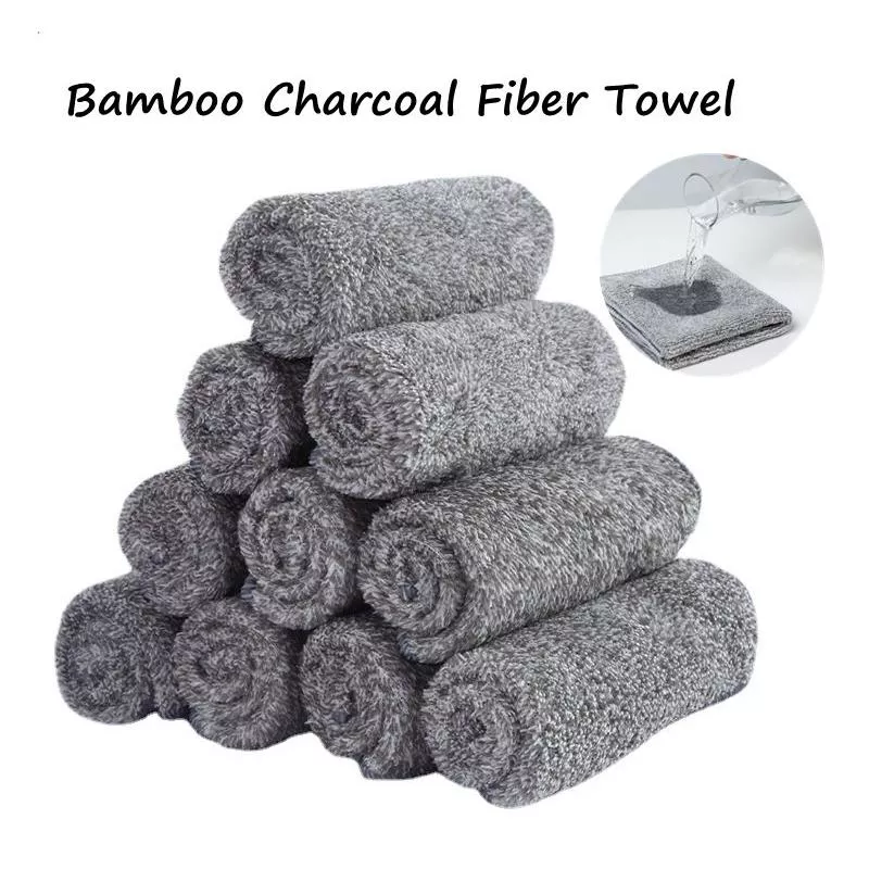 Bamboo Charcoal Microfiber Dishcloth Kitchen Towels - Image 2