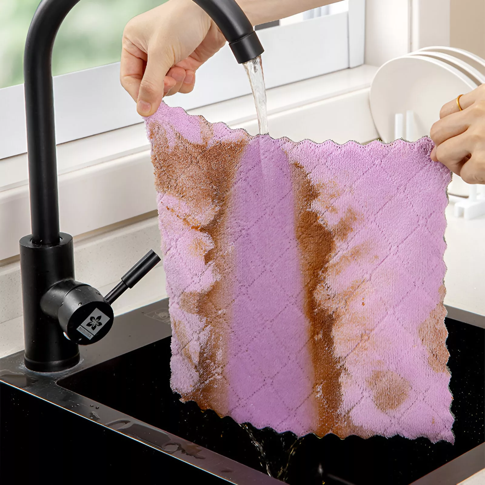 3pcs Coral Fleece Double-Sided Kitchen Dish Cloth - Image 2