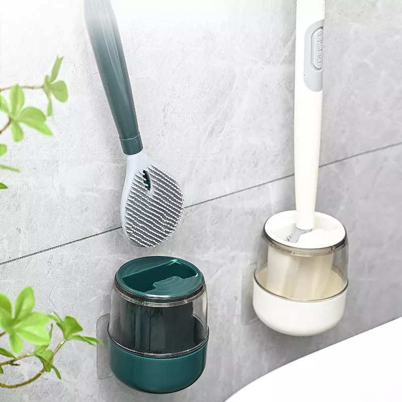 Creative Wall-Mounted Toilet Brush Set - Silicone Cleaning Brush