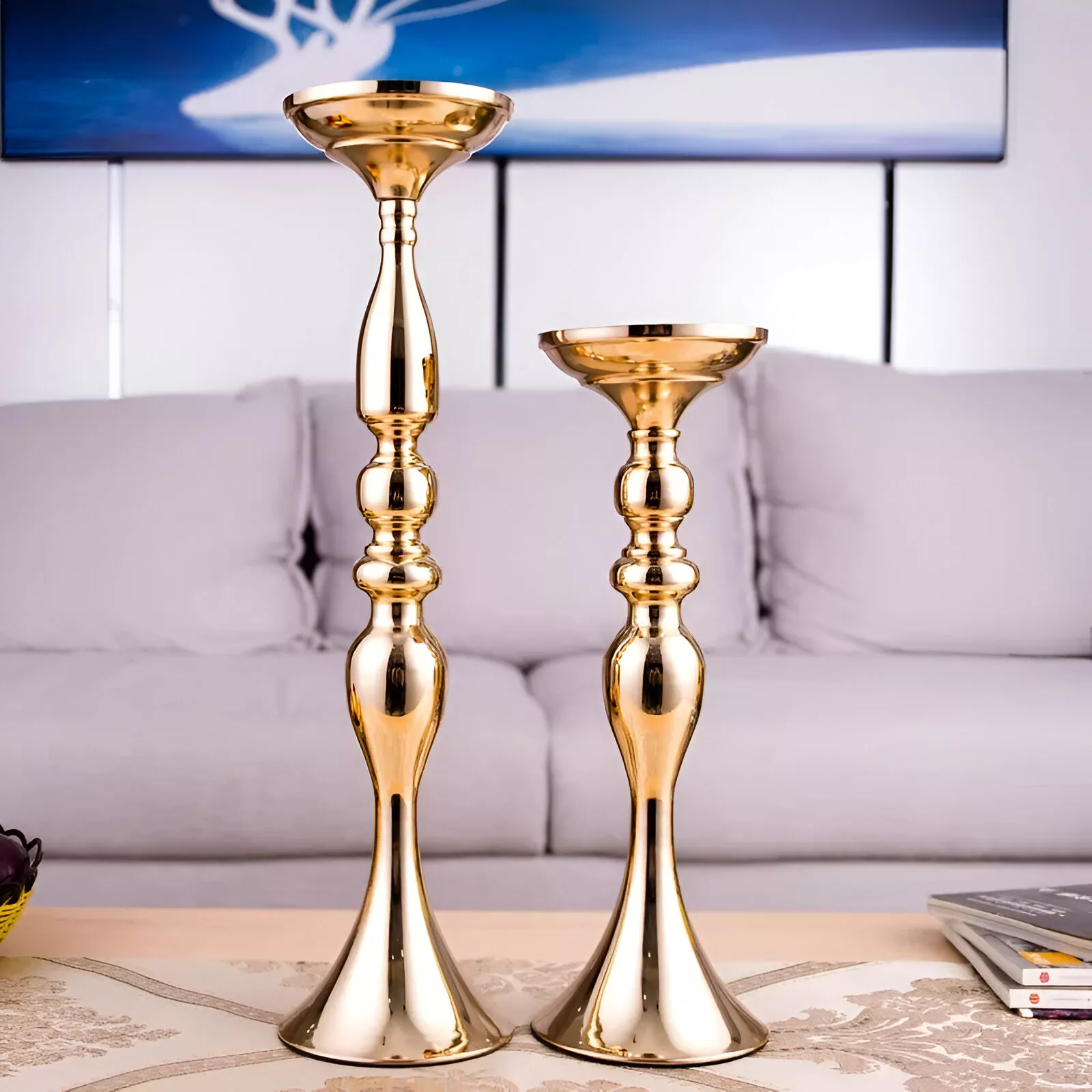 Elegant Metal Candle Holders & Flower Vase Centerpieces for Weddings & Home Decor - Image 5