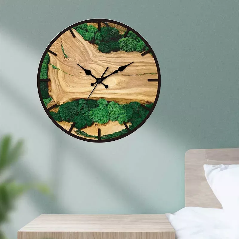 12-Inch Nordic Style Silent Acrylic Wall Clock with Wood Grain Texture - Image 4