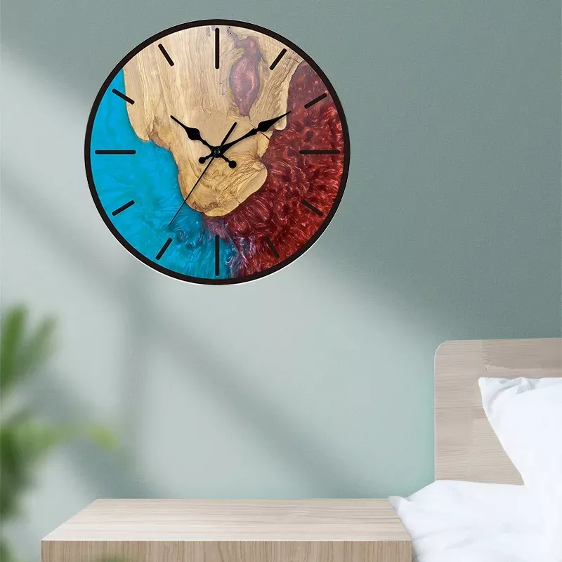 12-Inch Nordic Style Silent Acrylic Wall Clock with Wood Grain Texture - Image 8