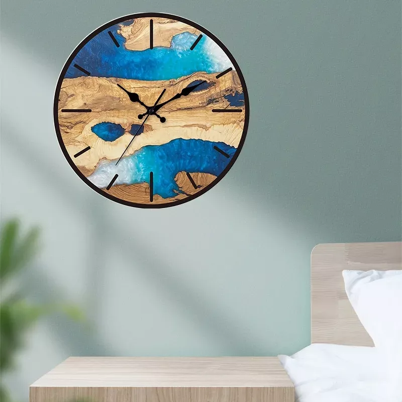 12-Inch Nordic Style Silent Acrylic Wall Clock with Wood Grain Texture - Image 9