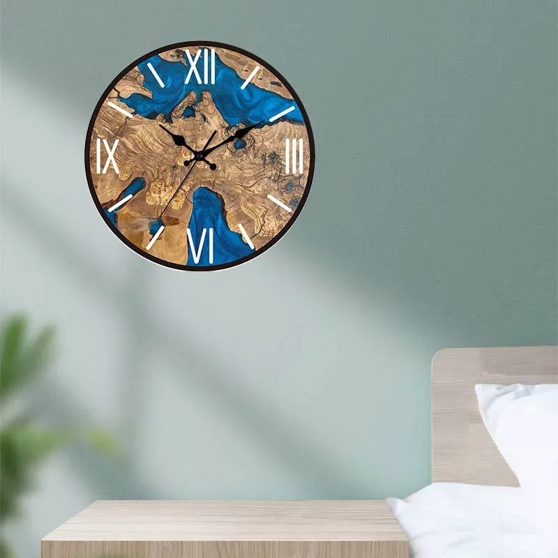 12-Inch Nordic Style Silent Acrylic Wall Clock with Wood Grain Texture - Image 3