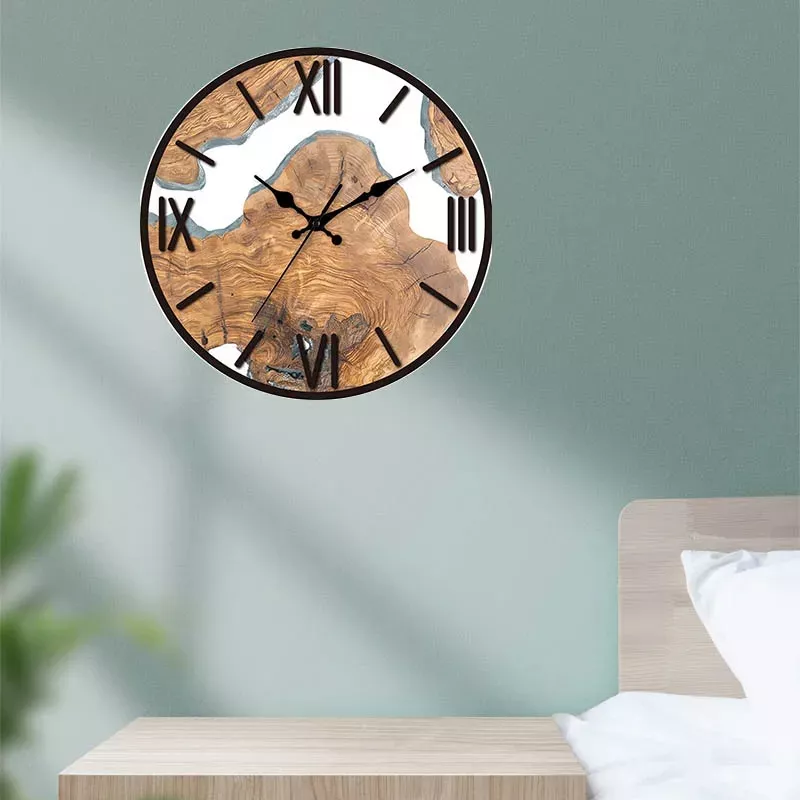 12-Inch Nordic Style Silent Acrylic Wall Clock with Wood Grain Texture - Image 7