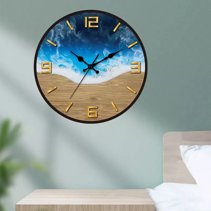 12-Inch Nordic Style Silent Acrylic Wall Clock with Wood Grain Texture - Image 5