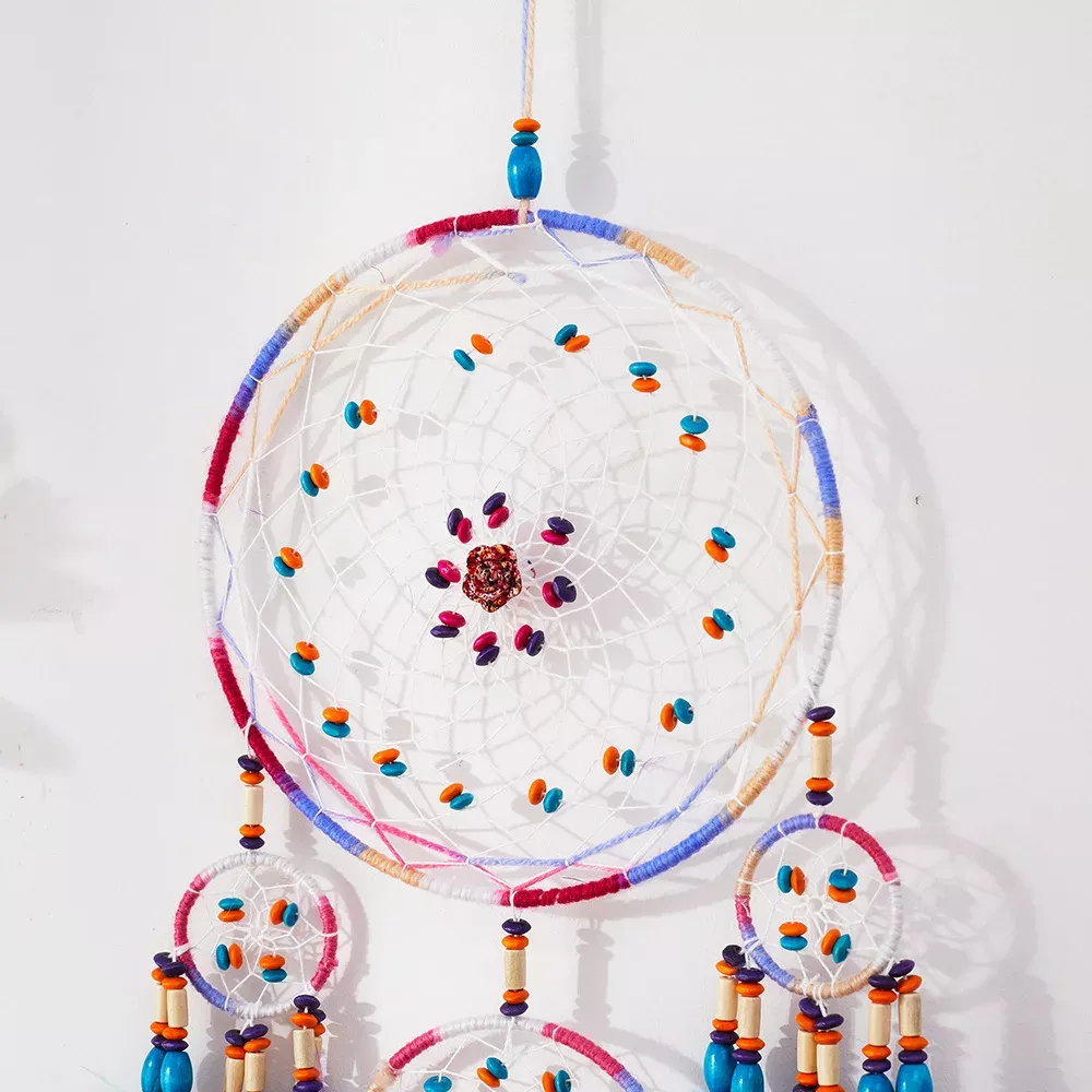 Handcrafted Crystal Dream Catcher with Colorful Feather Wind Chimes - Image 4