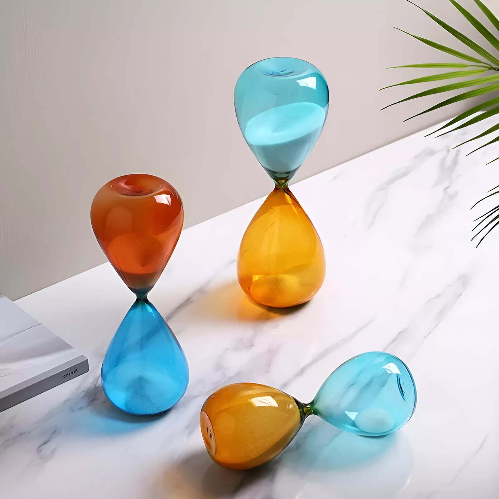 Modern Minimalist Glass Hourglass Timer with Yellow Sand - Image 4