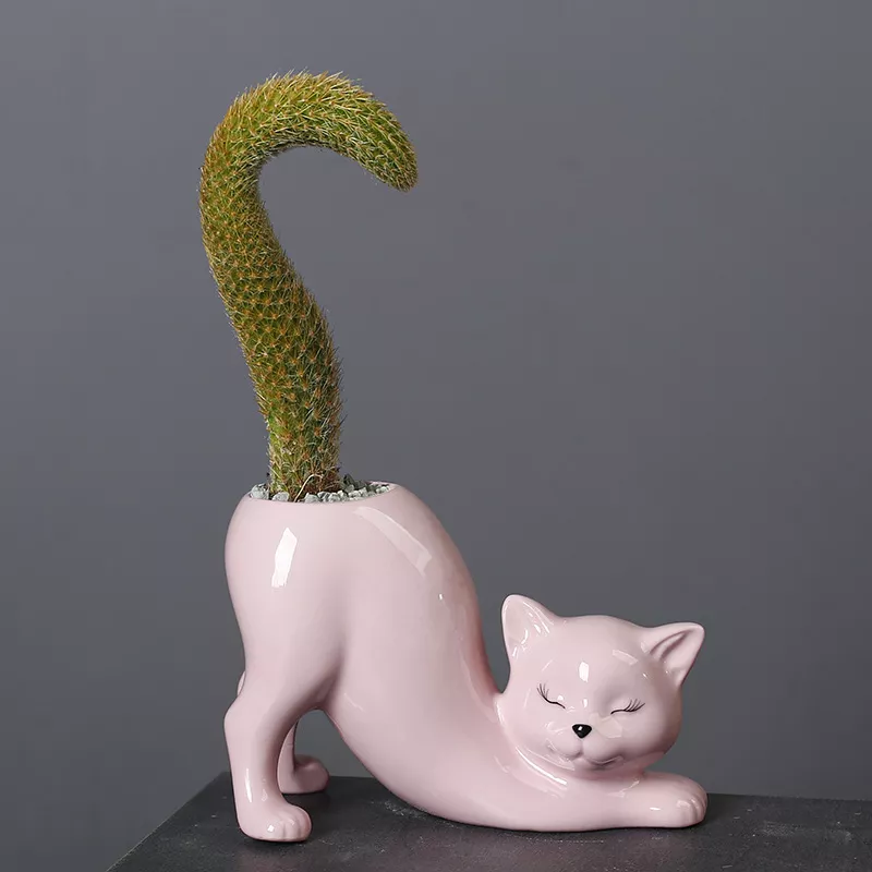 Cartoon Cat Tail Flower Pot Vase - Image 5