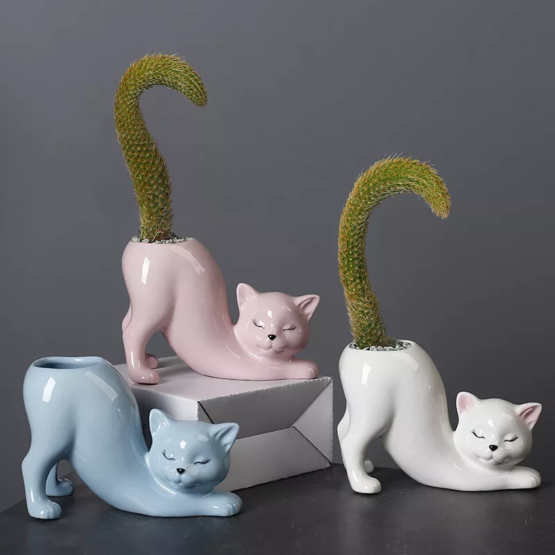 Cartoon Cat Tail Flower Pot Vase - Image 2