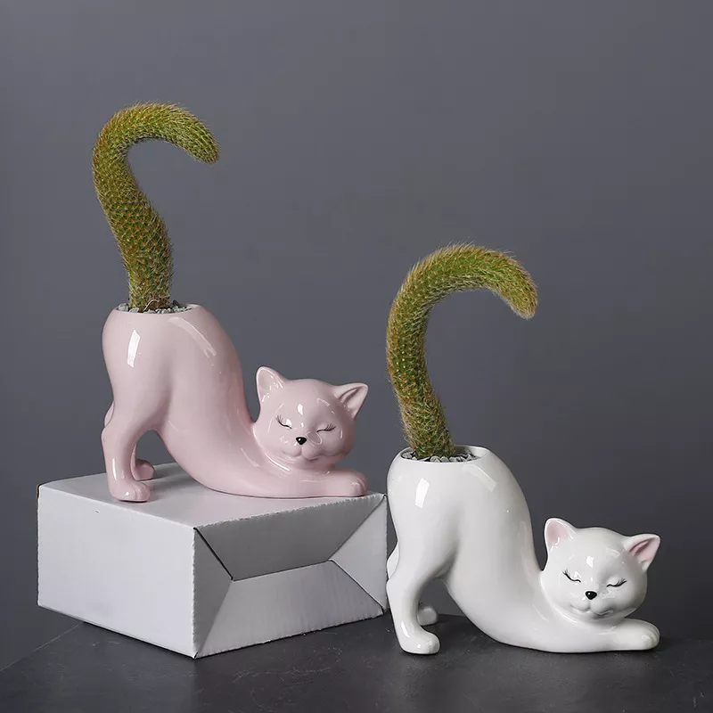 Cartoon Cat Tail Flower Pot Vase - Image 4
