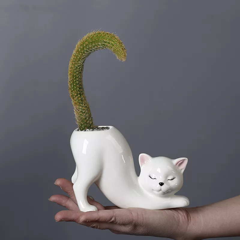 Cartoon Cat Tail Flower Pot Vase - Image 3
