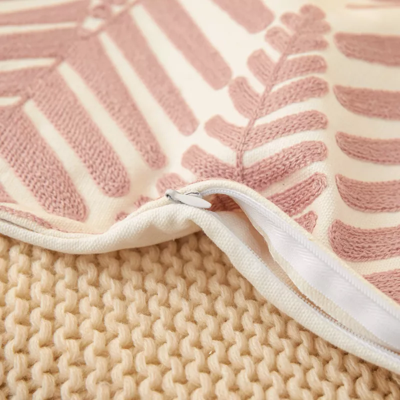 Embroidered Pillow Cover 18x18 inch - Blue, Yellow, Grey, Leaf Design for Sofa & Bedroom - Image 6