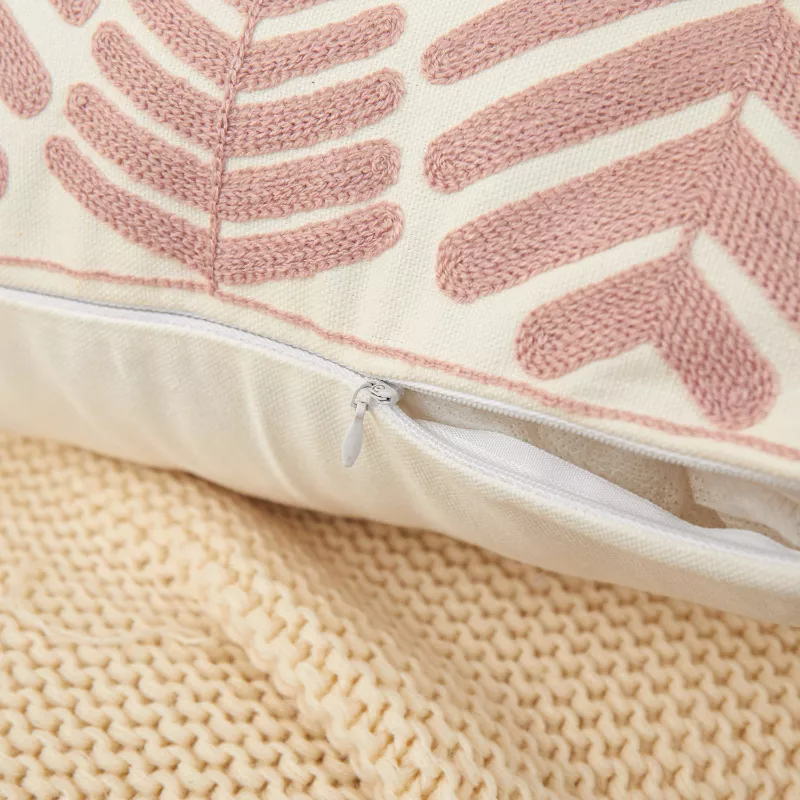 Embroidered Pillow Cover 18x18 inch - Blue, Yellow, Grey, Leaf Design for Sofa & Bedroom - Image 5