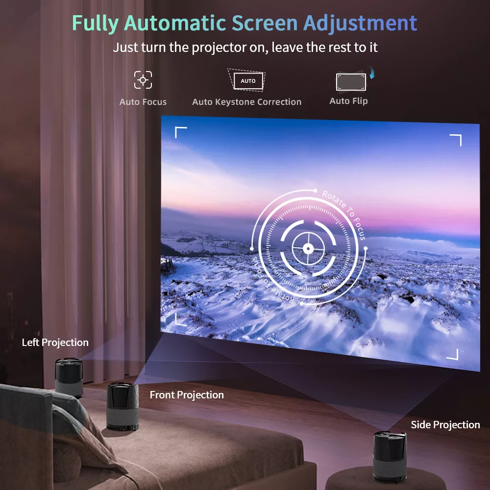 Portable 4K Mini Projector with Auto Focus and Bluetooth for Home Theater - Image 5