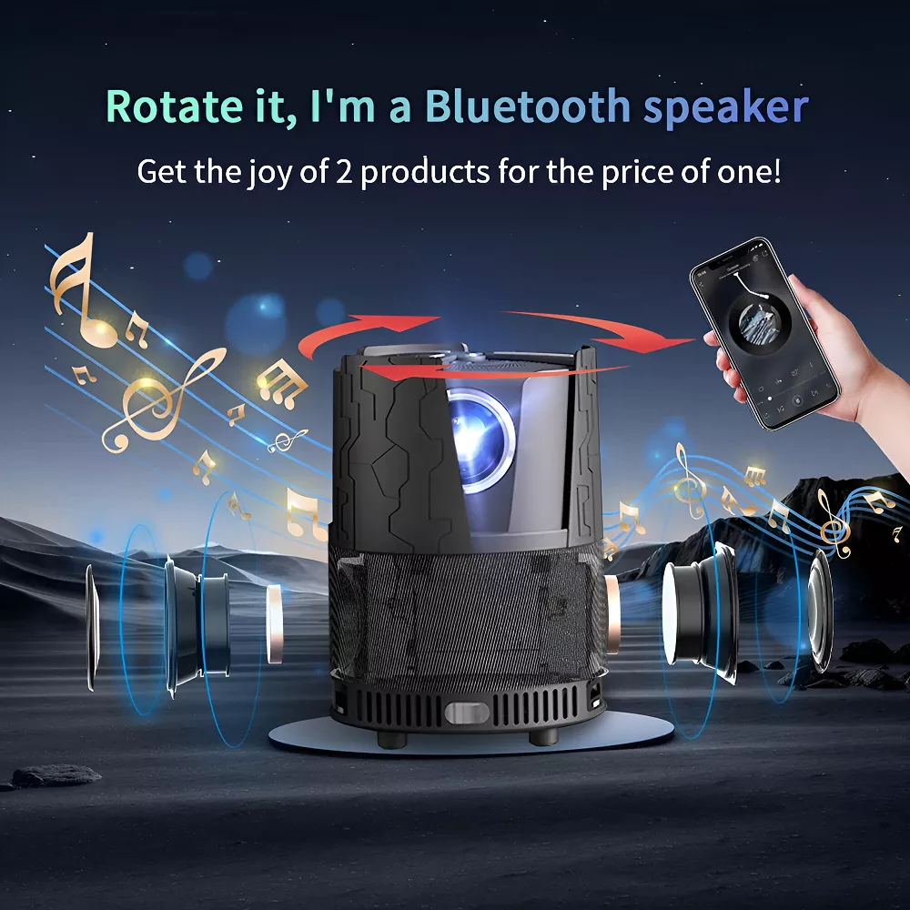 Portable 4K Mini Projector with Auto Focus and Bluetooth for Home Theater - Image 2