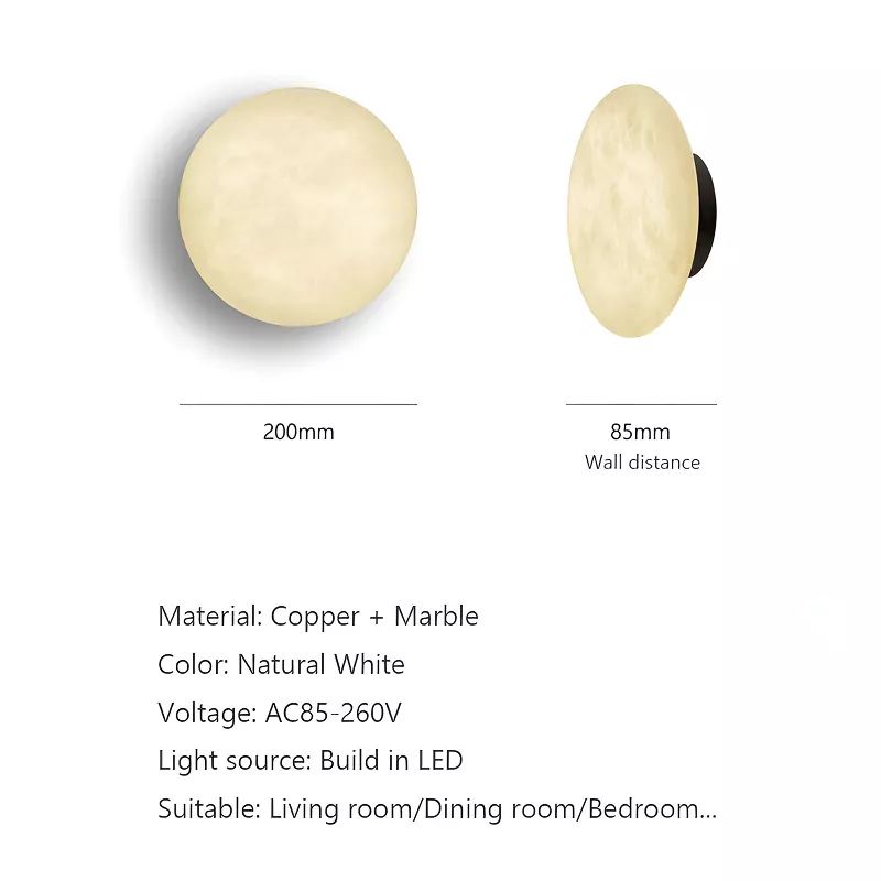 Modern Marble and Copper Wall Lamp - Image 6