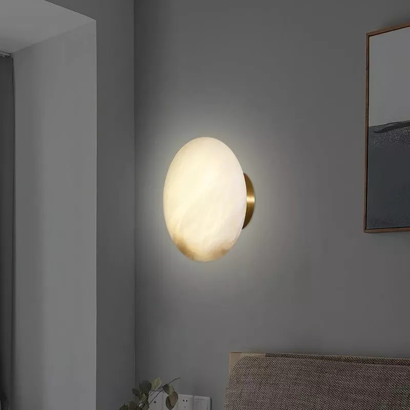 Modern Marble and Copper Wall Lamp - Image 4