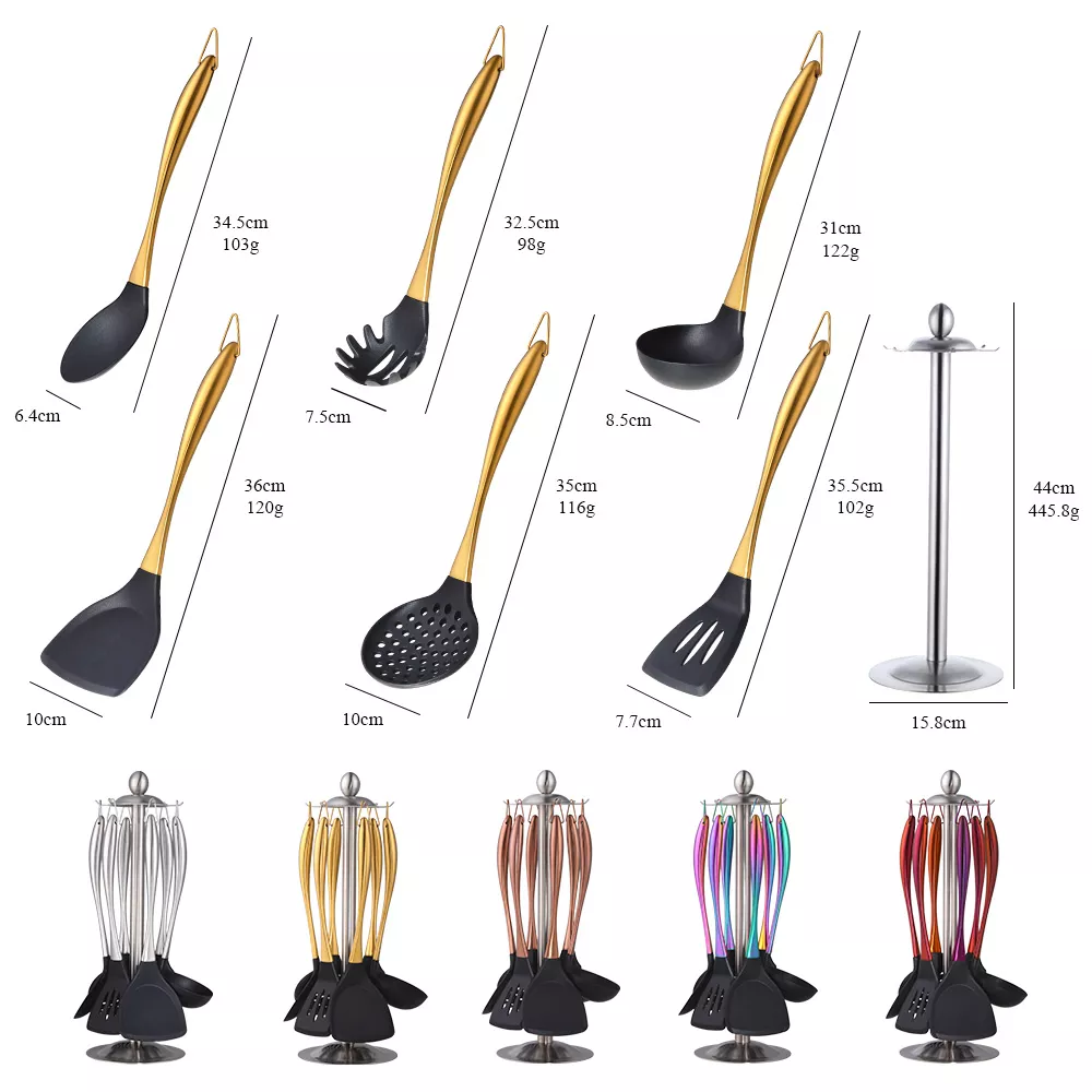 Gold Silicone Cooking Tool Set - Image 5