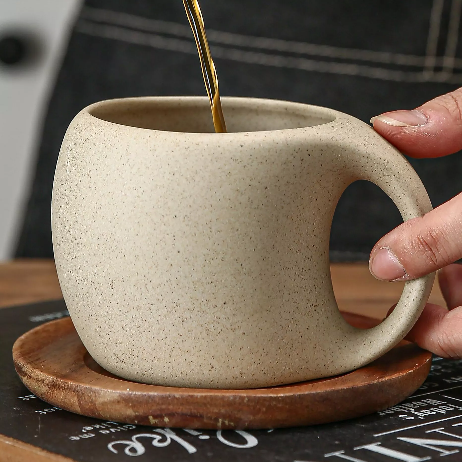 Ceramic Coffee Mug with Saucer - Image 2