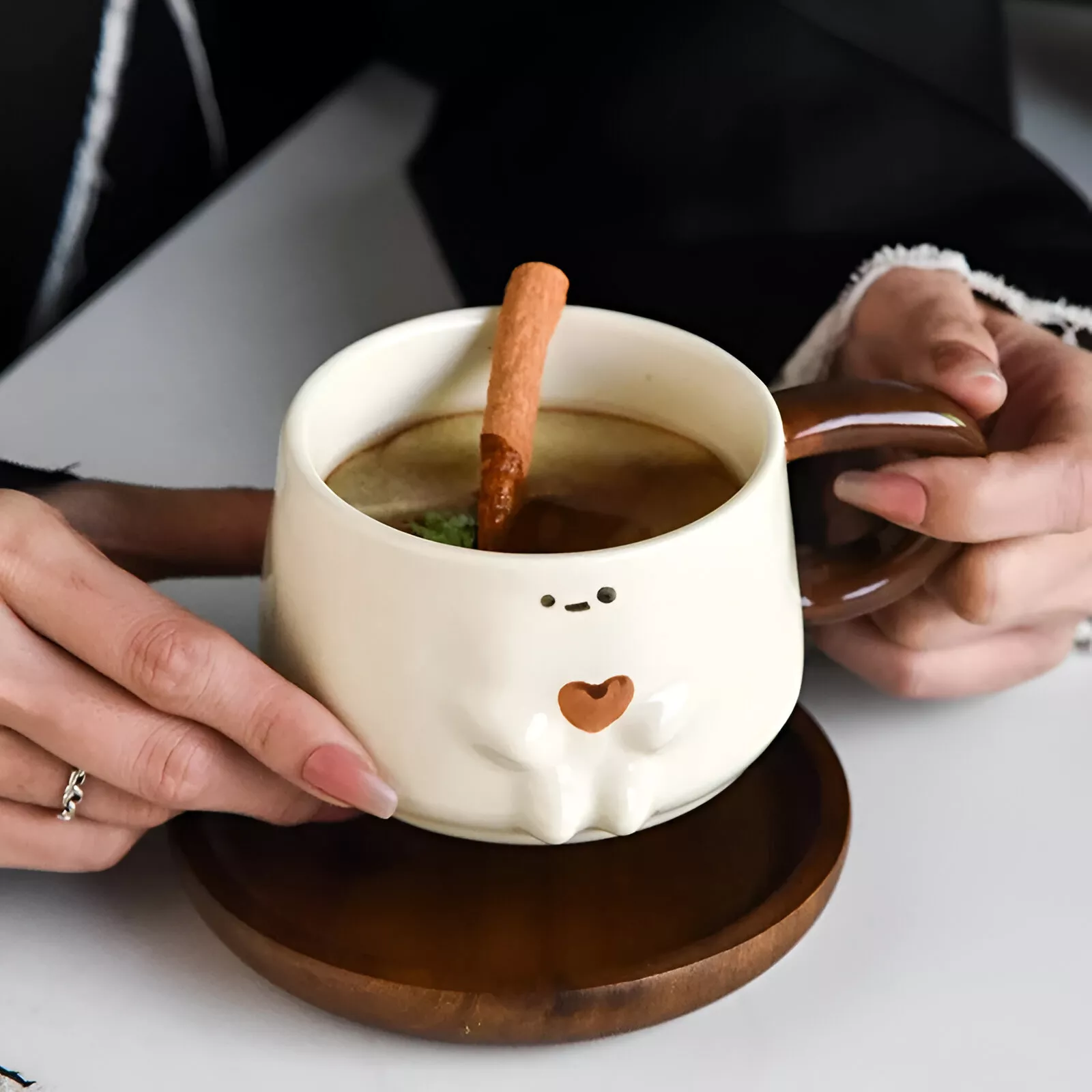 European Ceramic Butterfly Mug with Camellia Flower - Image 2