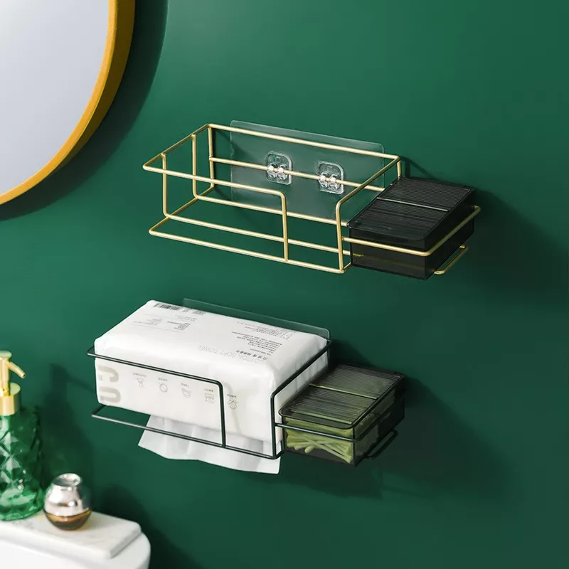 Elegant Wall-Mounted Paper Roll Holder - Multifunctional Bathroom Organizer - Image 2