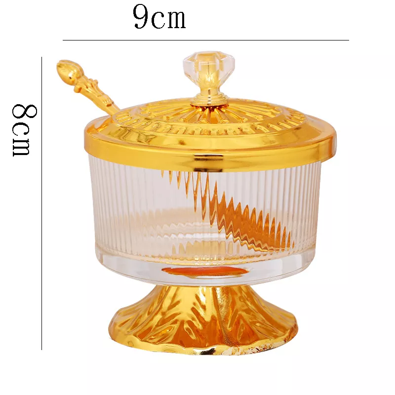 Elegant Golden Glass Seasoning Jar with Lid - Kitchen Storage Solution - Image 7