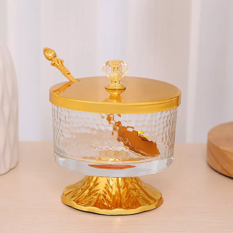 Elegant Golden Glass Seasoning Jar with Lid - Kitchen Storage Solution - Image 4