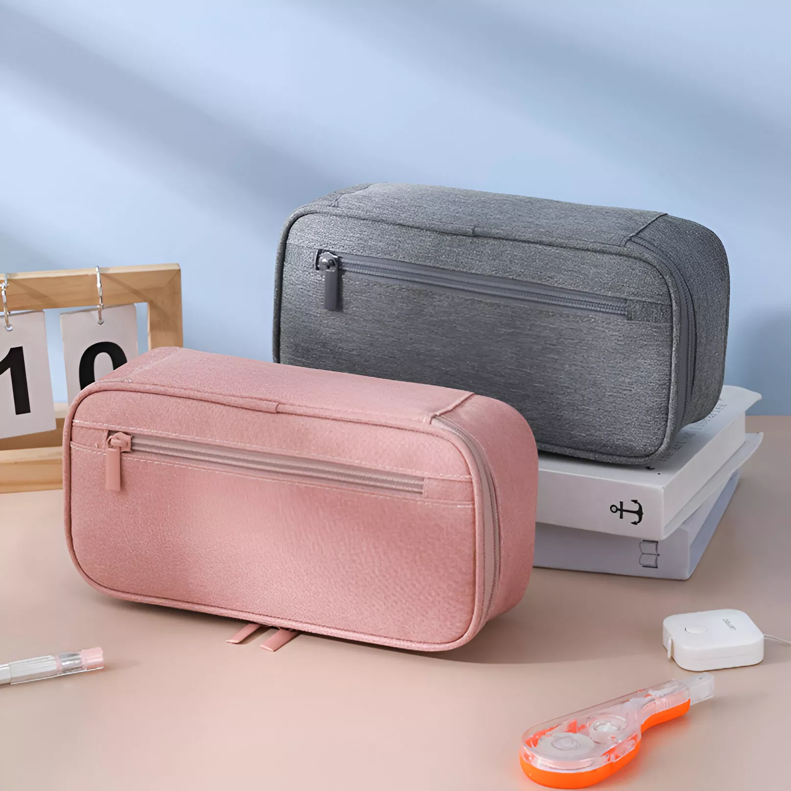 Large Capacity Solid Color Pencil Case - Image 4