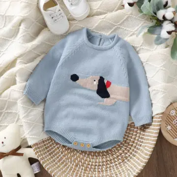 Adorable Baby Bodysuit with Cartoon Dog Print